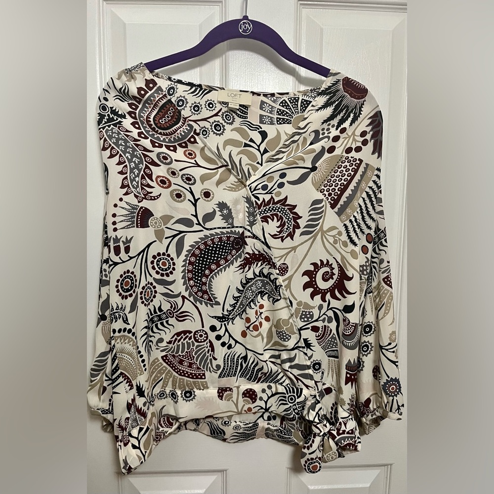 LOFT Floral and Paisley Wrap Blouse - MP